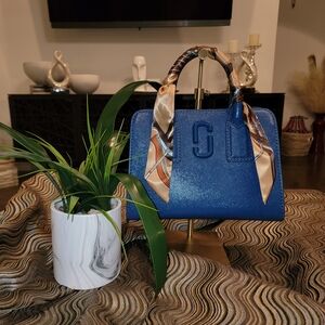 Marc Jacobs Blue Shoulder Bag with Scarf Detail